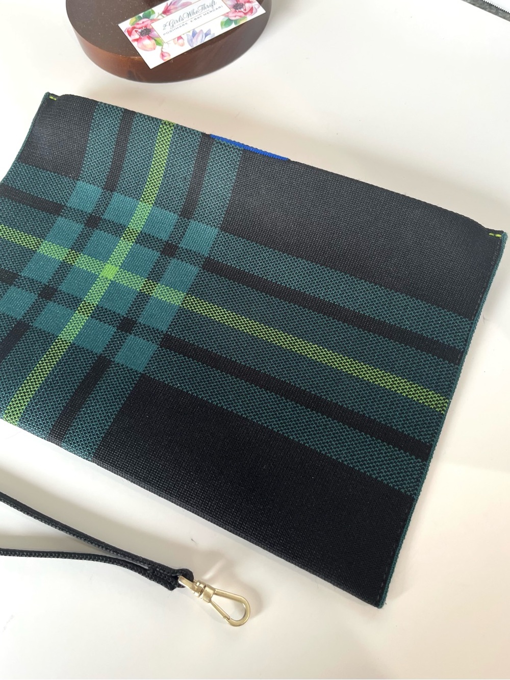 ROTHY’s Wristlet Pine Tree Plaid Collection 2022 Limited Edition w Wrist Strap